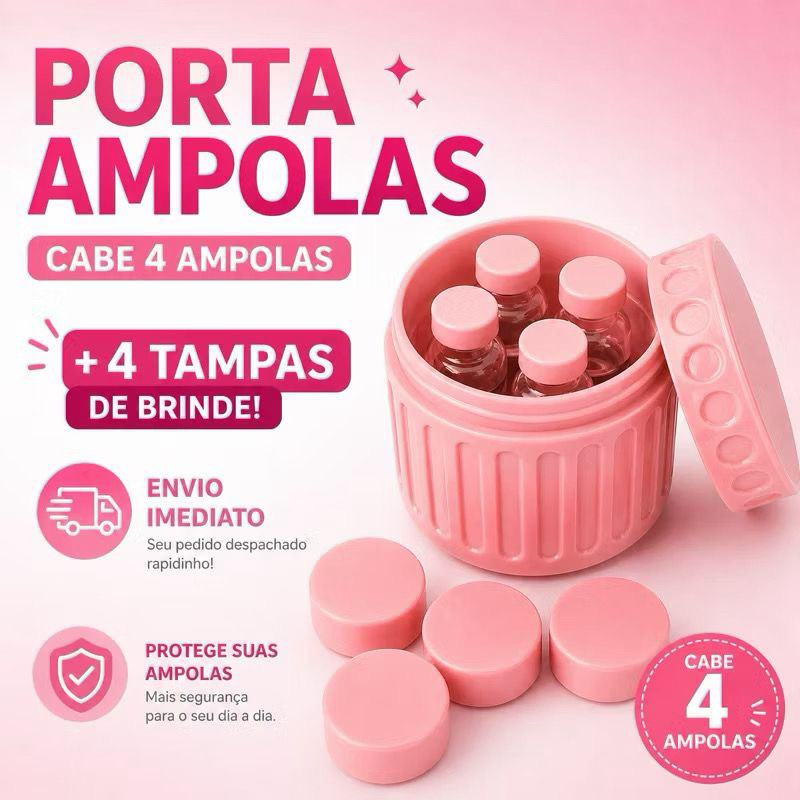 Porta Ampolas para 4 Unidades TG , Tirze + 4 Tampas de Brinde | Proteção e Praticidade