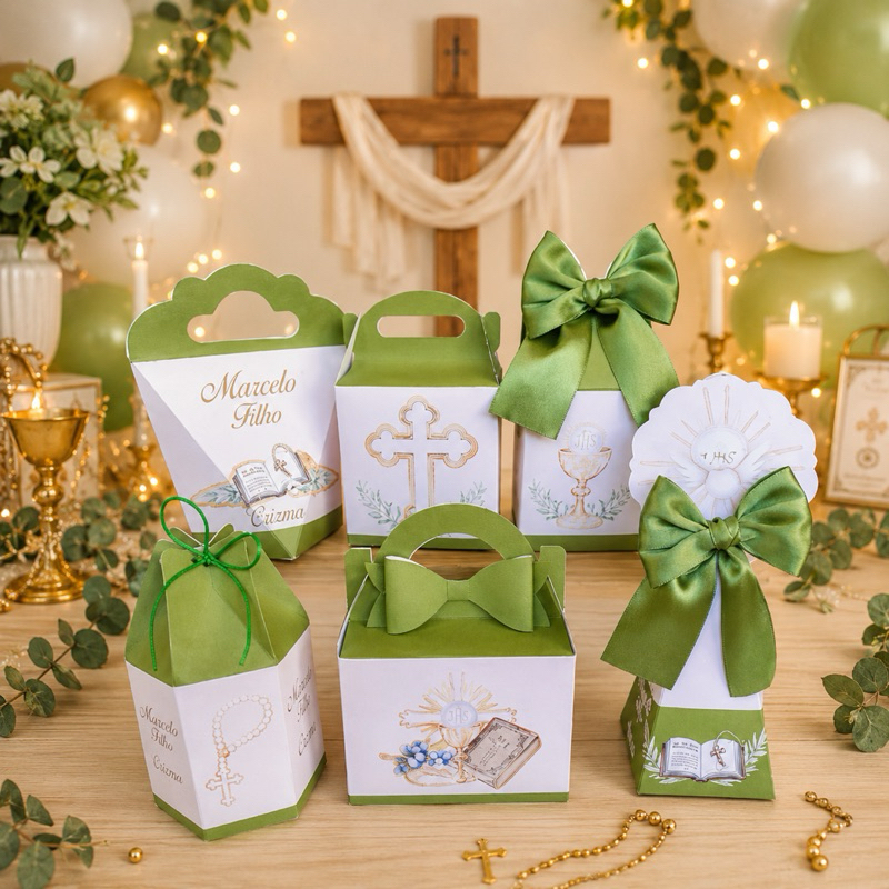 Lembrancinhas Crisma / Comunhão / Primeira Eucaristia - Caixas personalizadas  PEGUE E MONTE