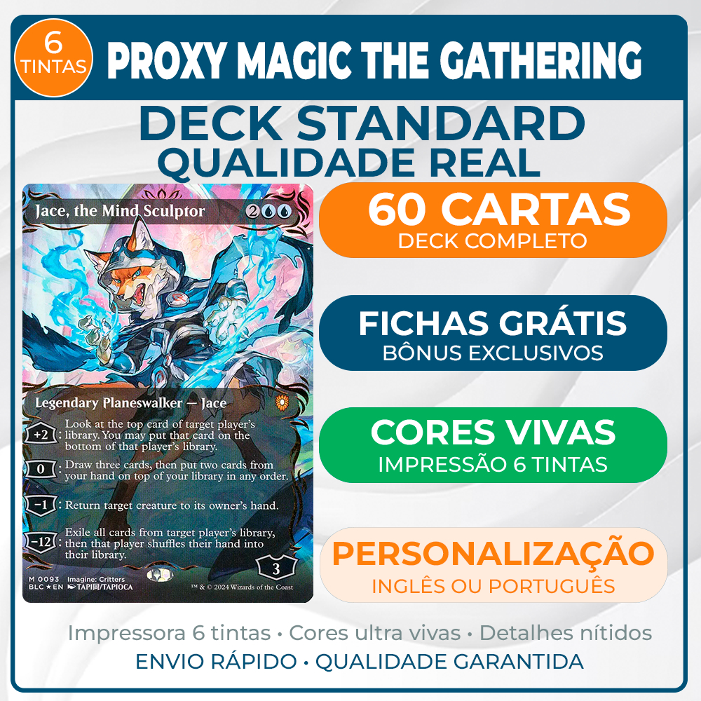 Deck Standard Proxy 60 Cartas 6 Tintas - Lista 100% Sua Magic The Gathering MTG + Tokens