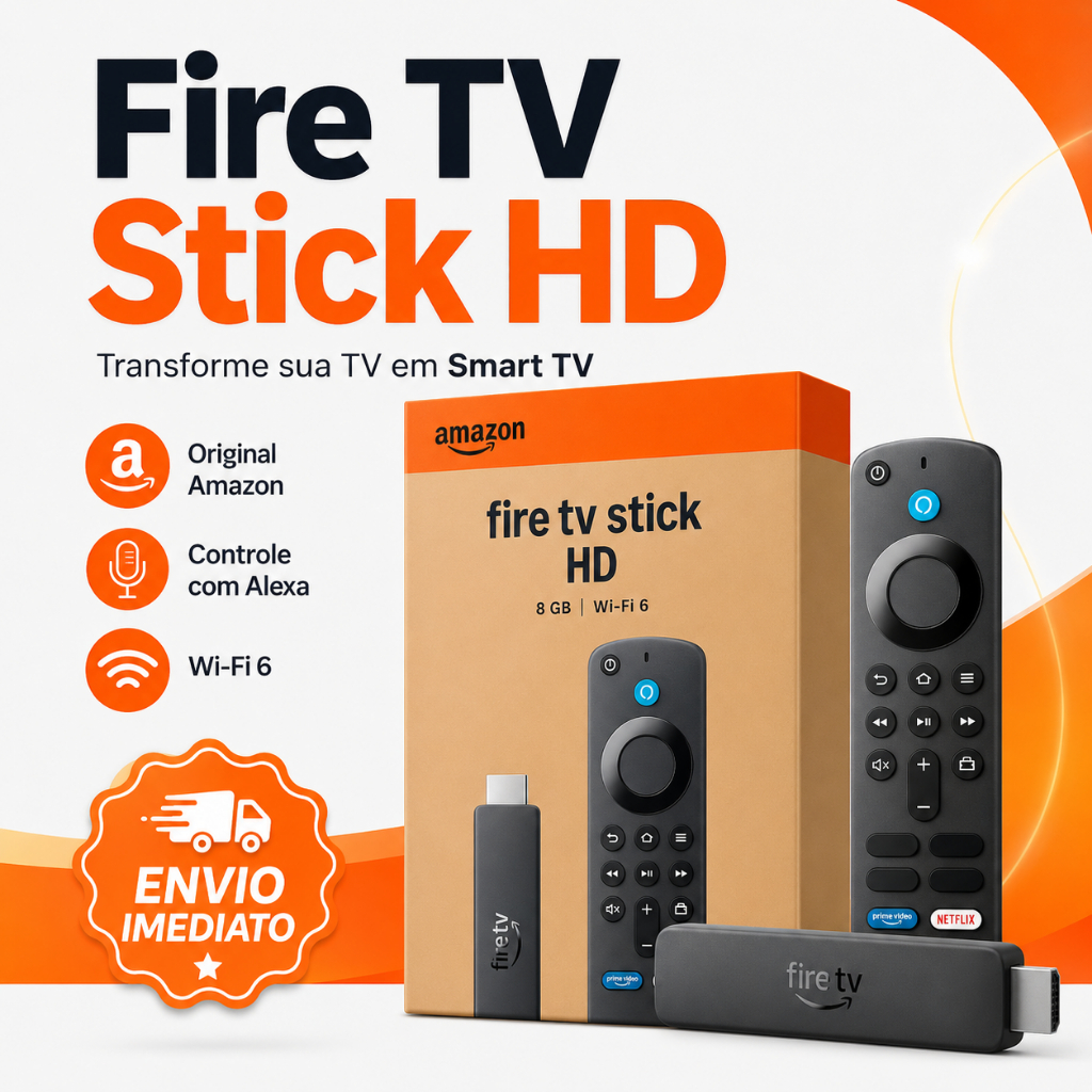 Fire TV Stick Full HD 8GB Amazon Original Lacrado Controle Alexa HDMI Aparelho Streaming Smart TV