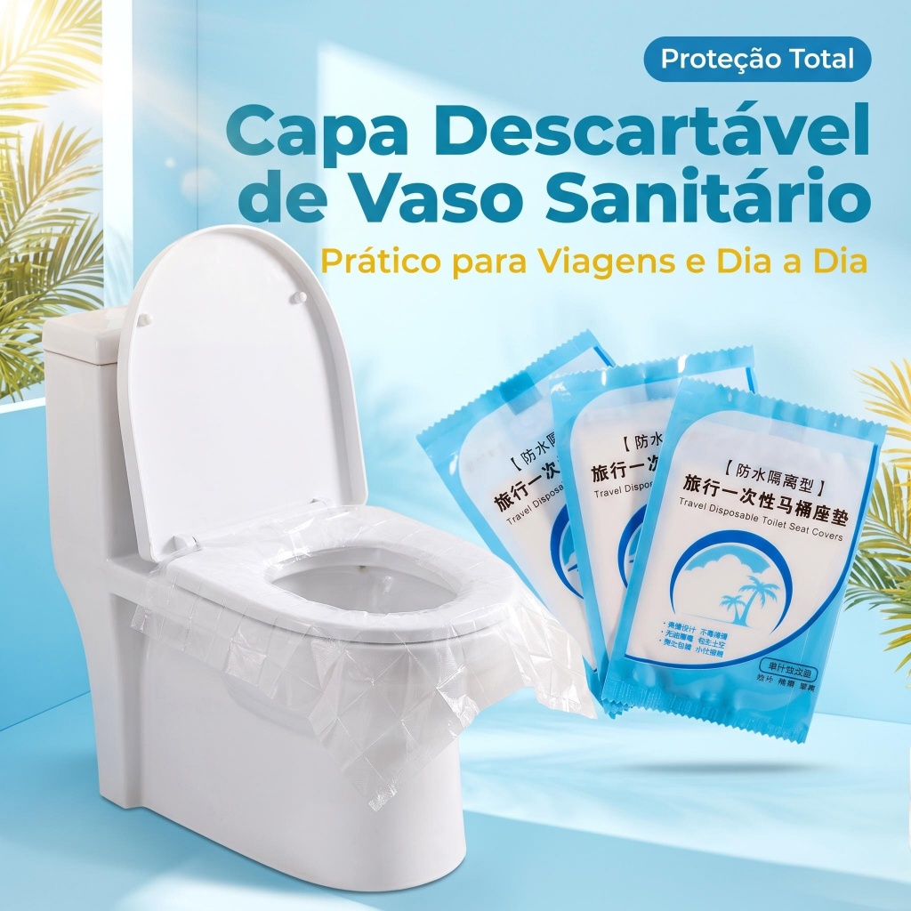 Capa Vaso Sanitário Descartável Plástico Higiene Fácil Uso