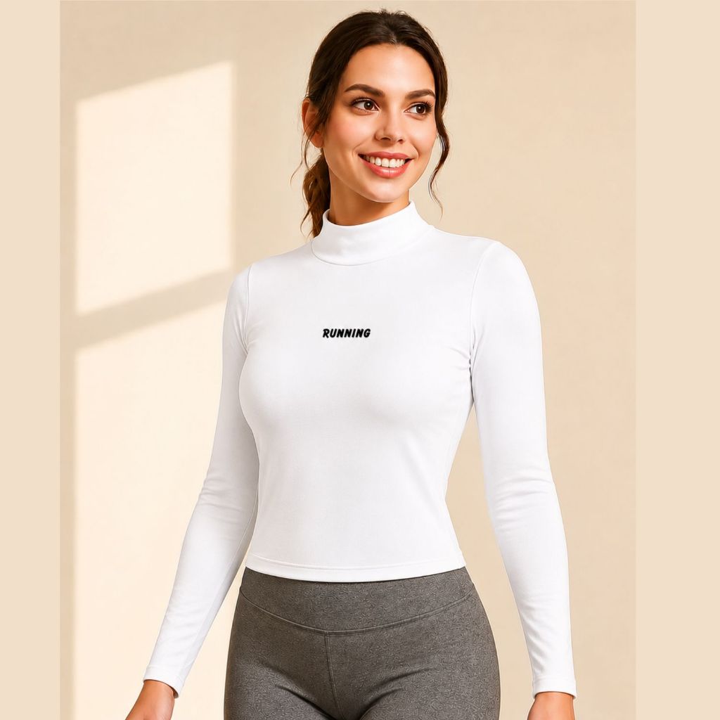 Camiseta Térmica Gola alta Feminina blusa Proteção Solar uv 50 Academia, corrida, caminhada