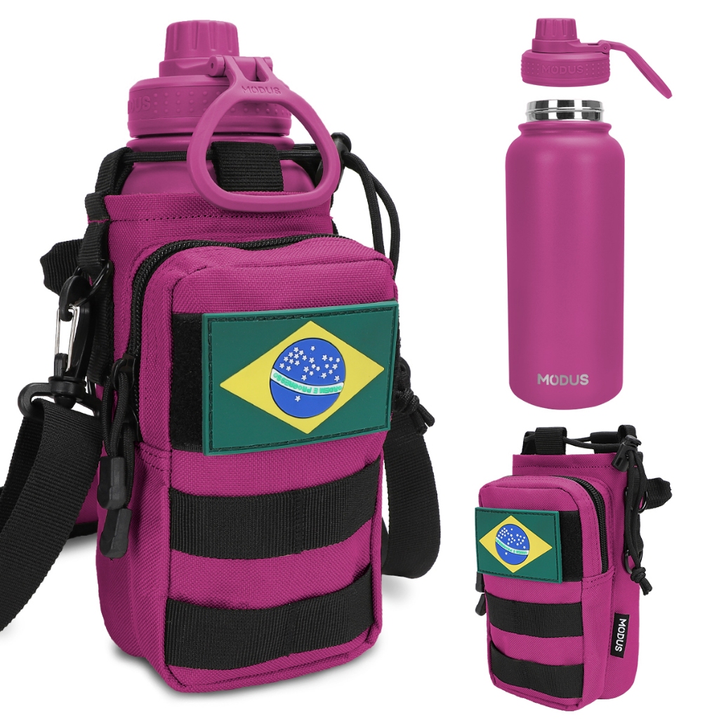 MODUS Garrafa Térmica Esportiva 1L Aço Inox 304 – com Bolsa Tática Alta Durabil