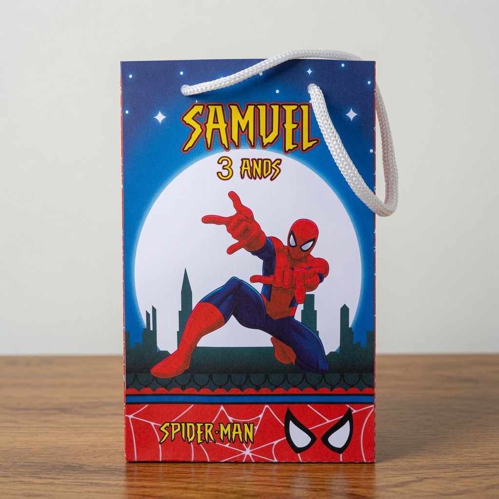 Sacolinha Surpresa Homem Aranha Personalizada com Nome e Idade - Lembrancinha de Festa Infantil Kit 10, 20 ou 30 un