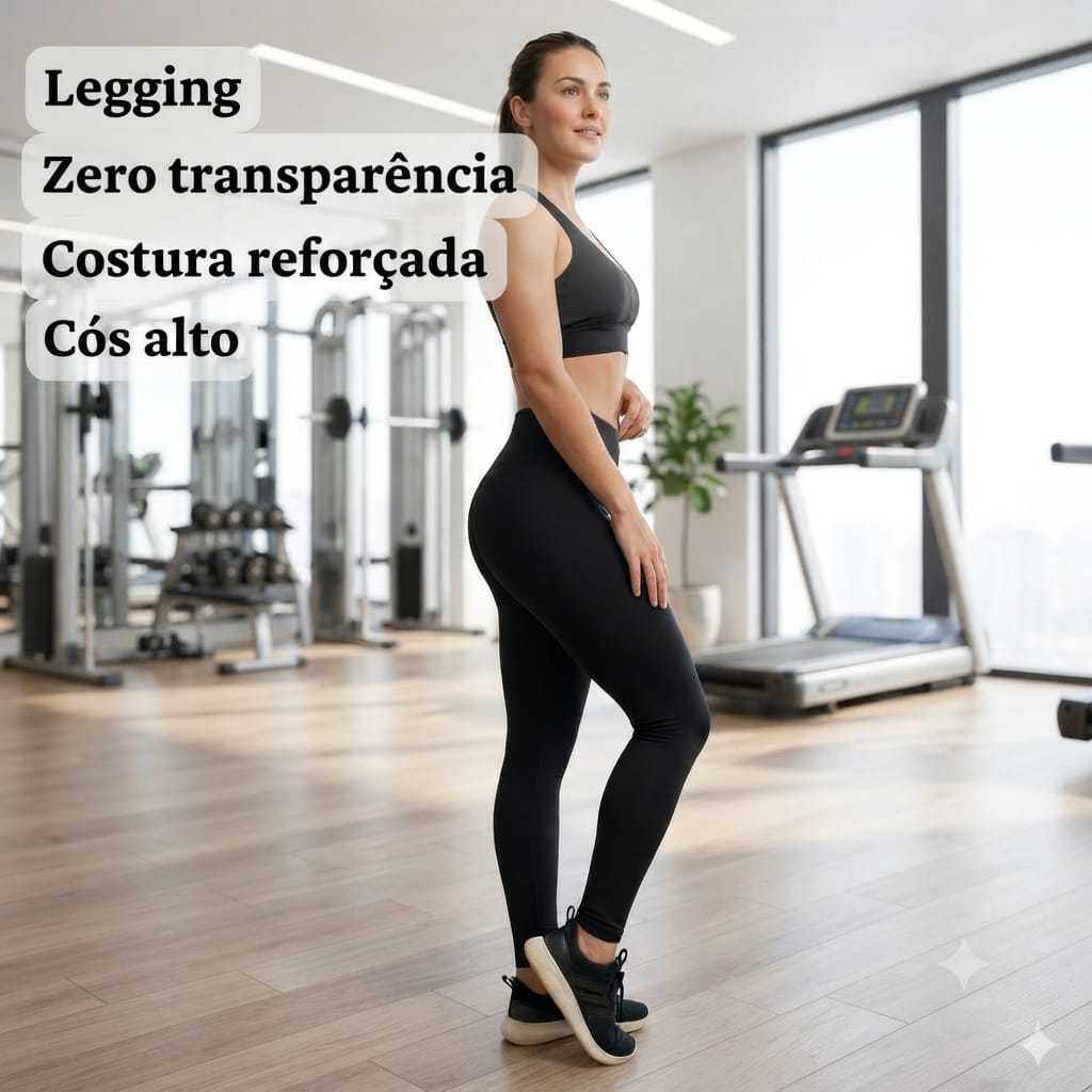 Calça Legging Feminina fitness de Academia Cintura Alta Zero Transparente Confortável Lisa