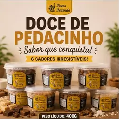 kit 12 Potes de Doces Pedacinho Rezenda 6 Sabores 400g Cada Pote