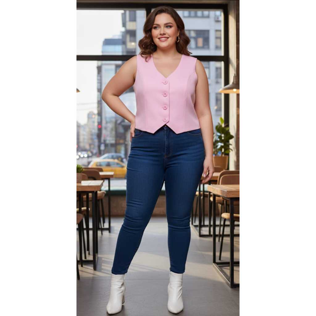 Colete Alfaiataria Feminino Plus Size Elegante Confortável 44 ao 50 Social