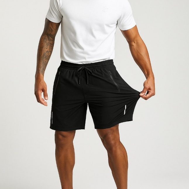 Shorts Masculino Esportivo Refletivo Poliamida com Elastano Bermuda Premium