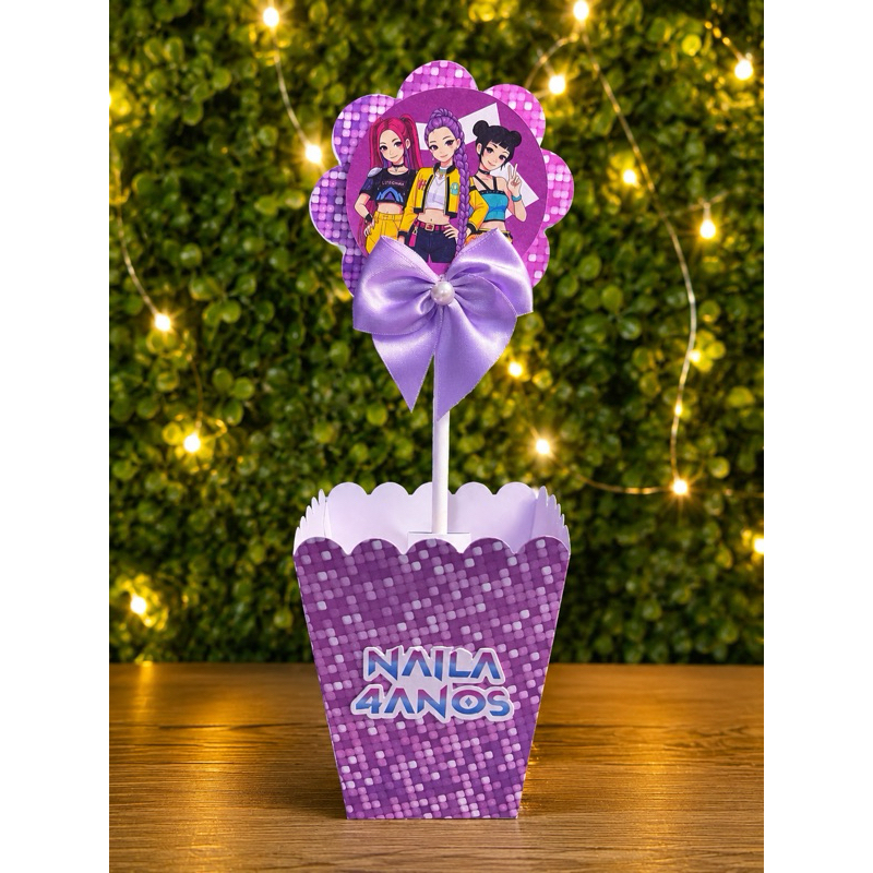 Centro de Mesa Cachepô Personalizado Guerreiras do Kpop| Lembrancinha de Festa | Decoração de Aniversário