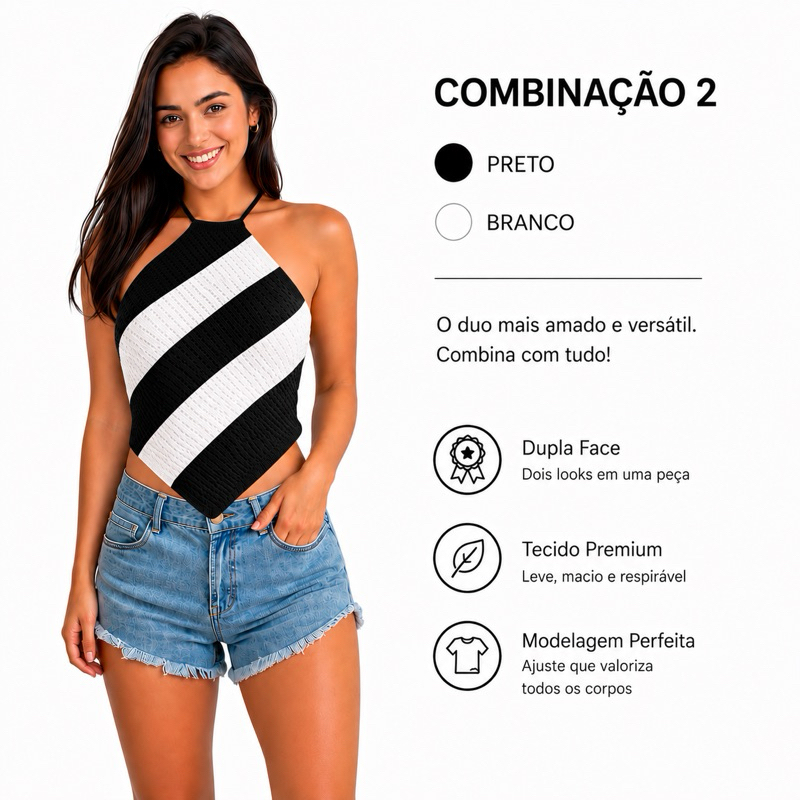 Top Cropped Blusa Feminina Tricô Listrada Brasil Copa verde,amarelo, branco e azul