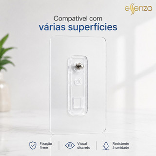 Kit 2 Suporte Adesivo Sem Furo Essenza Gancho Transparente Para Prateleira Banheiro Cozin…