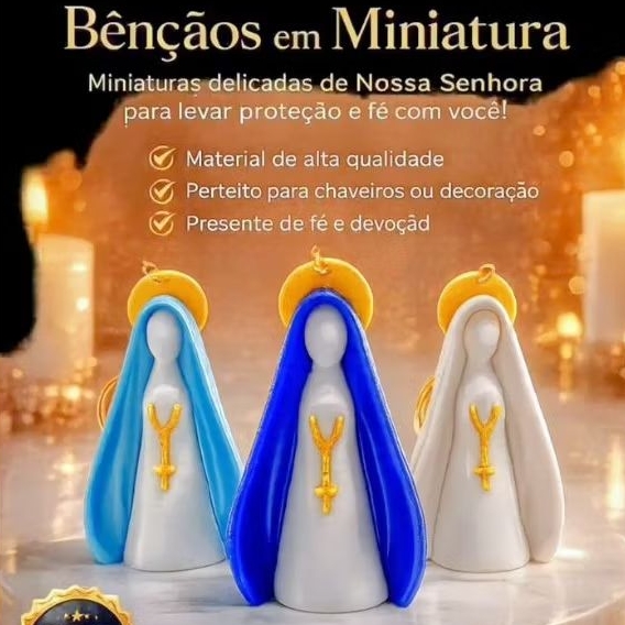Chaveiro Nossa Senhora Aparecida Personalizado Mini Santinha em 3d Católico Presente Religioso Lembrancinha Bolsa Chaves