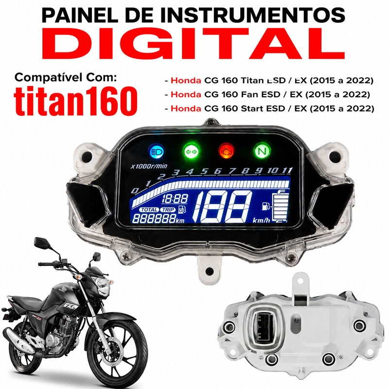 Painel Moto 160 Digital Honda Cg Titan 160 Esd Ex 2015 á 2022