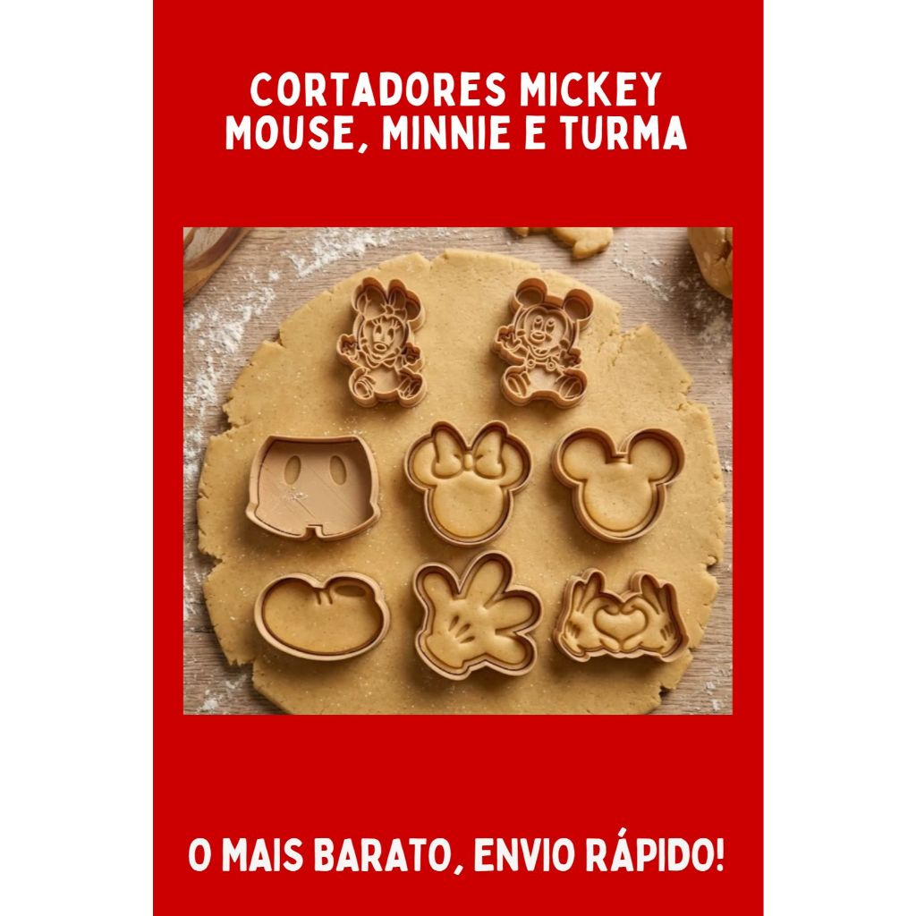 [O MAIS VENDIDO+ENVIO RÁPIDO!] Cortador de Biscoito / De Biscuit - Cortadores Mickey Mouse, Minnie e turma - 3D