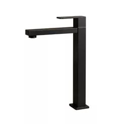 Torneira Banheiro Preto Fosco Alta Fria Inox 1/4 de volta Luxo Cuba de Sobrepor
