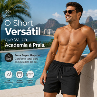 Bermuda Masculina de Poliéster Com Bolso E Cordão Shorts Casual Esportivo