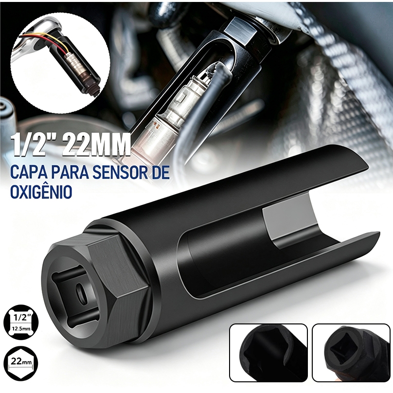 Chave Profissional Sonda Lambda 22mm Açocromovanadiun Encaixe 1/2,ferramenta para reparo de veículos