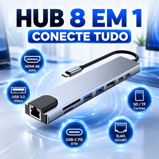 Adaptador Hub Tipo C 4em1/5em2/6em1/7 Em 1/ 8em1 HDMI Micro Sd Tf M1 4k Usb 3.0 Para computador todo tipo