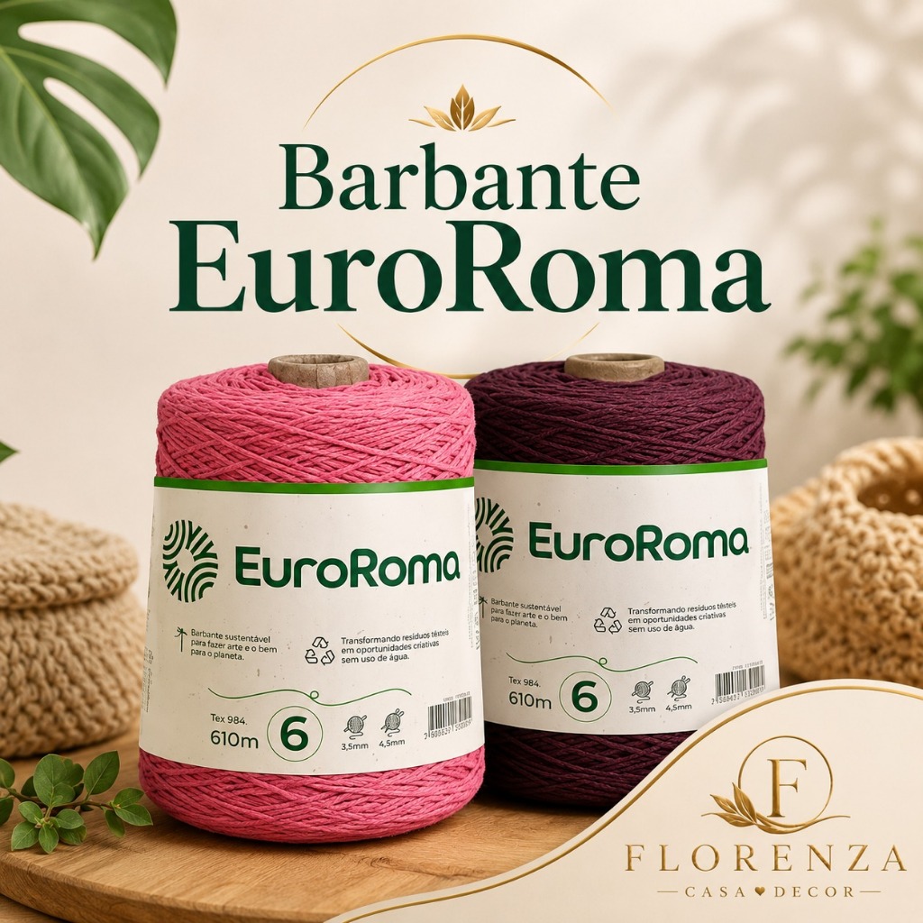 Barbante EuroRoma 600g -  / Nº6 / Nº8 - 610m / 457m | Cores Variadas - Tricô / Crochê / macramê