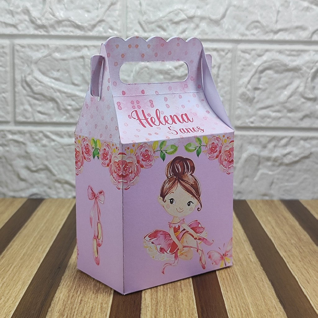 Caixa maletinha personalizada Bailarina 01 lembrancinha surpresa aniversário infantil Desmontado