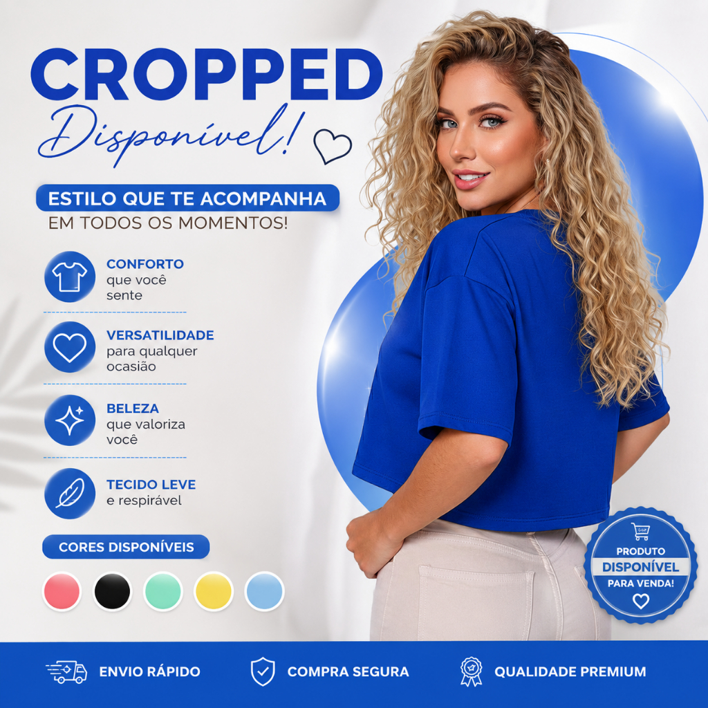 Camiseta Feminina Tshirt Cropped Oversized 100% Algodão Blusa Soltinha Confortável Estilo Urbano