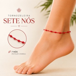 Tornozeleira 7 nós Kabbalah Vermelha