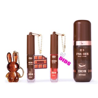 Kit Corporal Completo DIDS S'mores Body Splash 100ml + Lip Tint + Gloss + Coelhinho Emilly Vick Dos Rosa
