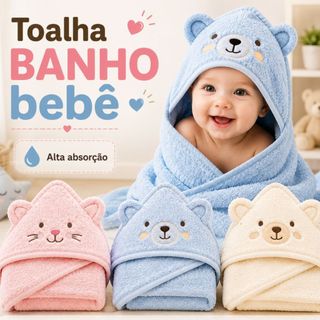 Toalha Bebê Banho Capuz Soft Grande Orelhinha Fralda Forro