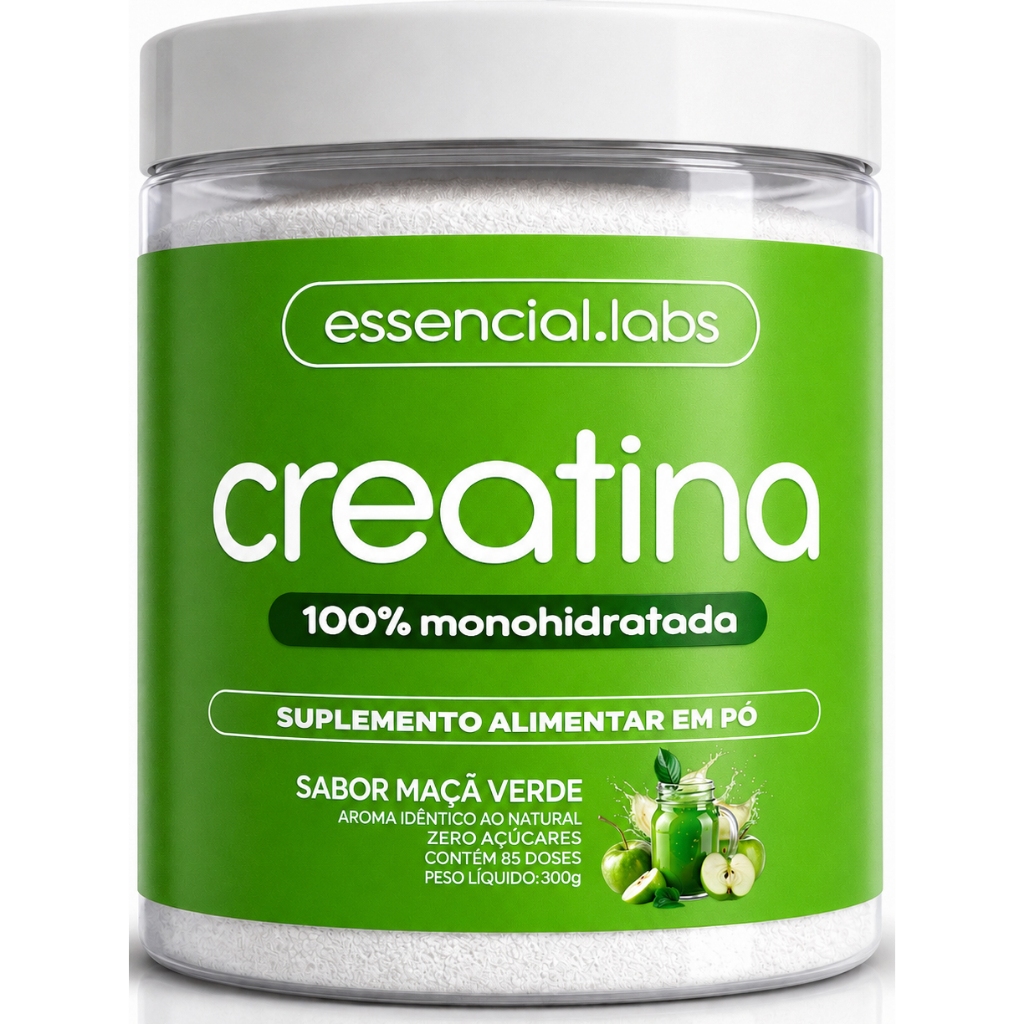 CREATINA MONOHIDRATADA 100% Pura - Sabor Maçã Verde - 300g