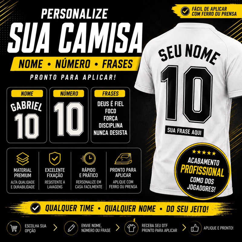 Nome Para Camisa De Time Personalizado Fonte Oficial Pronto Aplicar