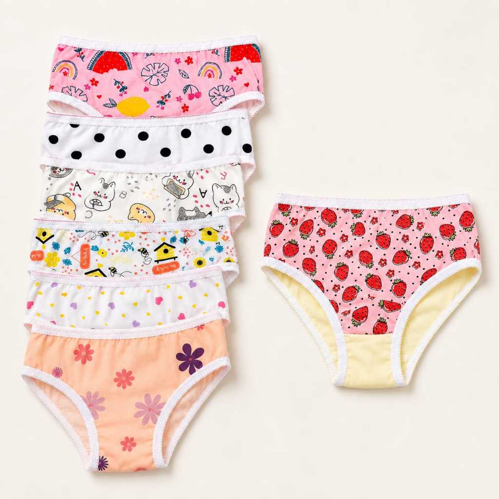 Kit 3 Calcinha Infantil Algodão Estampada Elastico Confortável