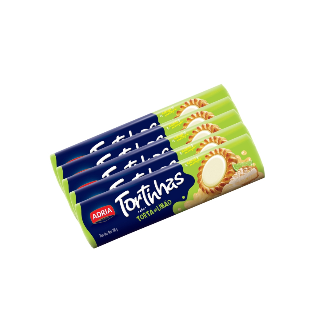 Kit 5un Biscoito Adria Tortinhas Limão 140g