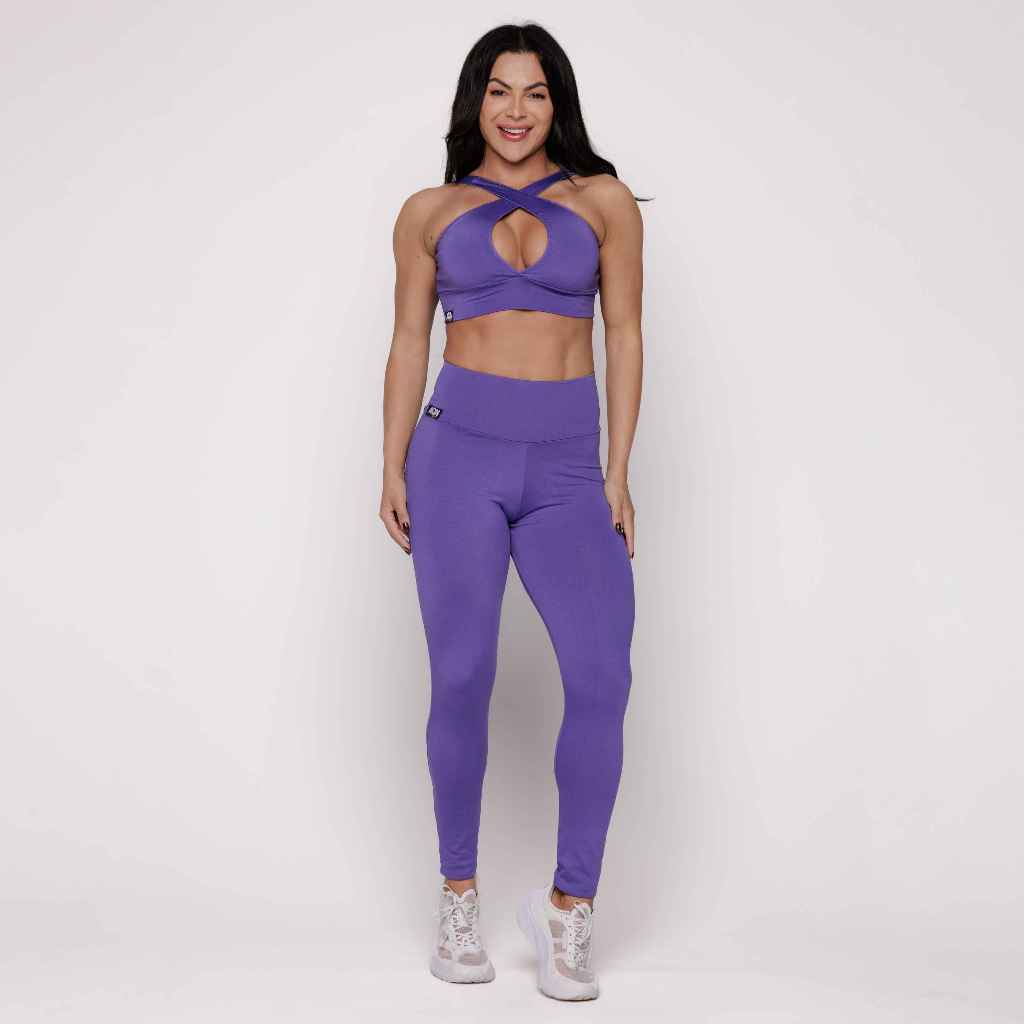 Conjunto Fitness Basic Roxo II Academia Casual Treino Bojo Forro Duplo AQN SPORT