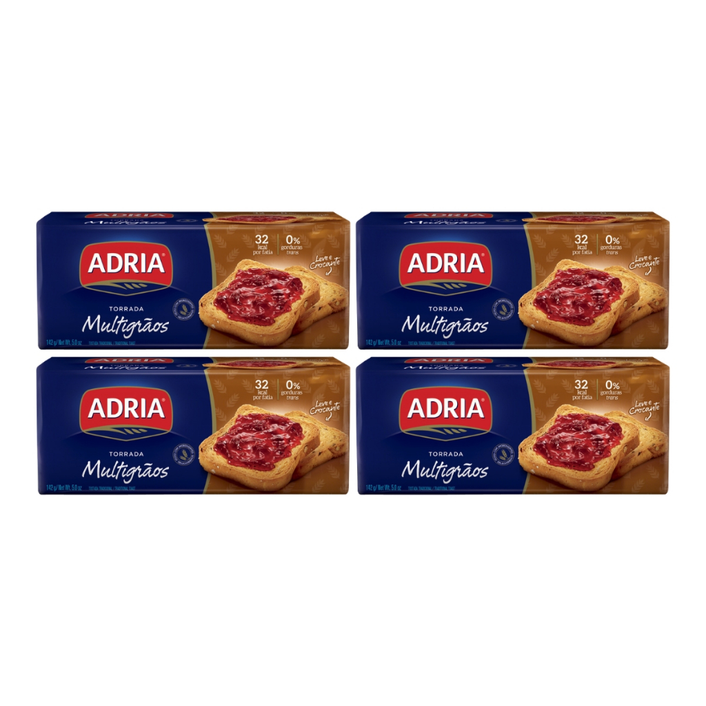 Kit 4un Torrada Multigrãos Adria 142g
