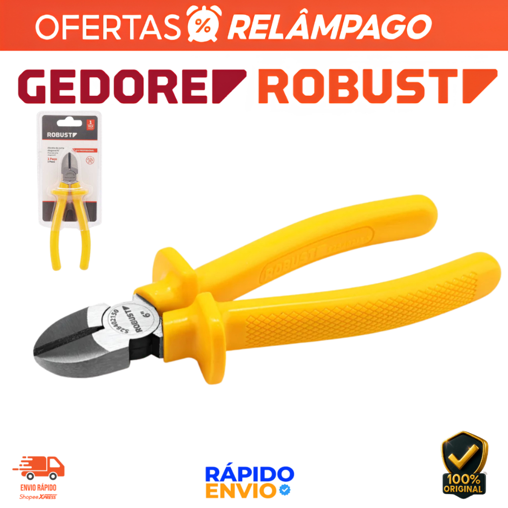 Alicate De Corte Diagonal 6'' Profissional Gedore Robust Amarelo Oferta Resistente
