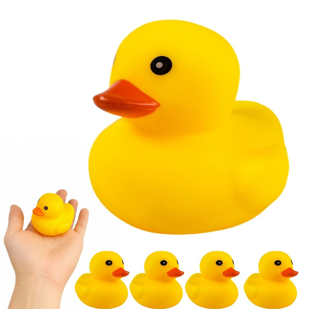 Kit Com 4 Patinhos De Borracha Amarelo Grande — Brinquedo De Banho Para Crianças