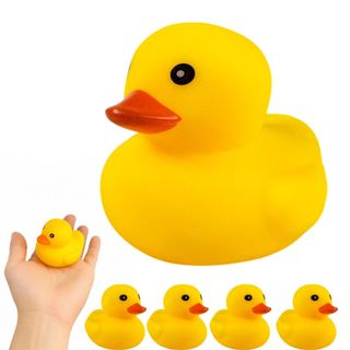 Kit Com 4 Patinhos De Borracha Amarelo Grande — Brinquedo De Banho Para Crianças