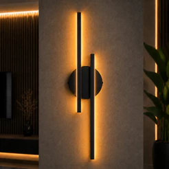 Luminaria De Parede Arandela Linear 60CM Moderna Luxo Led 3000K Aluminio Preto