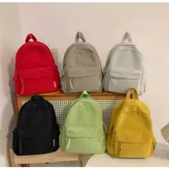 Mochila Pequena de Veludo com Zíper, Bolsa Casual com Bolsos Ideal para Trabalho Passeio Shopping e Dia a Dia