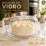 Boleira de vidro com tampa transparente
