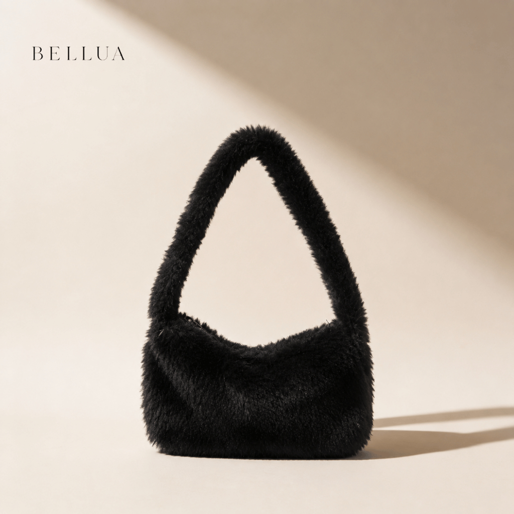 Bolsa Feminina Pequena Estilosa Bolsinha Baguete Anos 2000 Diferente Pelúcia Oncinha e Lisa Blogueirinha Fashion Casual