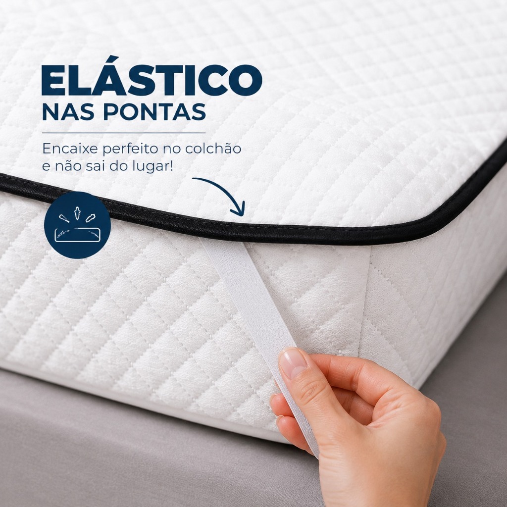 Protetor Colchão Impermeável Solteiro 90x190cm Antiácaro Lavável Matelado Elástico Fixo