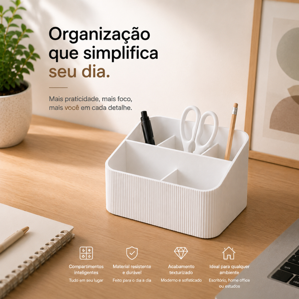 Porta Canetas Organizador de Mesa Decorativo | Escritório, Home Office, Estudo e Maquiage…