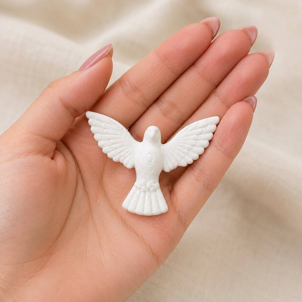 Apliques Divino Espirito Santo Branco Lembrancinha Batizado Casamento Crisma Primeira Eucaristia Comunhao Pom
