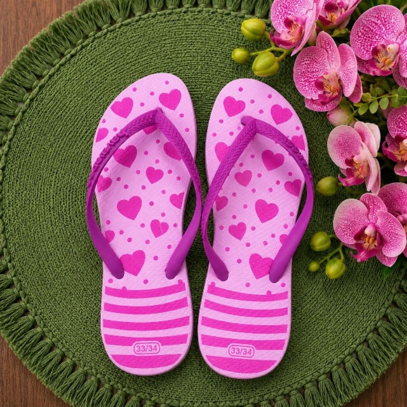 Sandália Feminina Estampada pink nude Confortável Antiderrapante Casual Leve Praia Piscina Moda Verão rasteirinhas