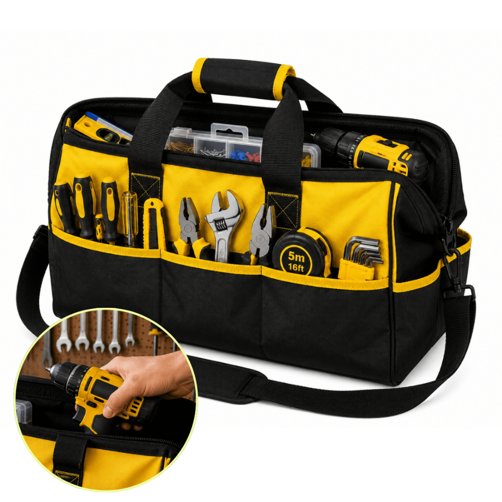 Bolsa Mala Para Ferramentas Oxford 16 Bolsos Reforçada Impermeável Organizador Profissional Eletricista Pedreiro 46cm