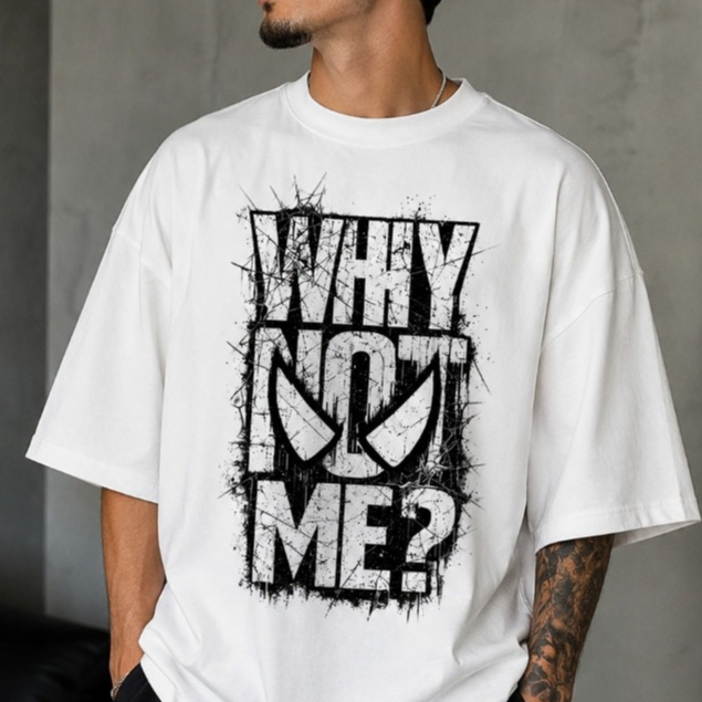 Camisa Oversized Camiseta Estampada Masculina Homem Aranha Why Not Me Streetwear 100% Algodão Premium Confortável