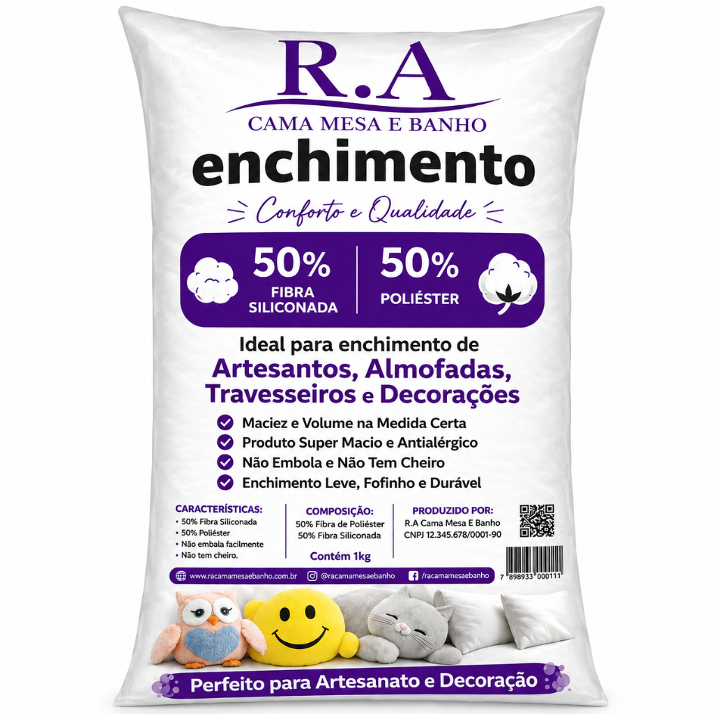 50% Fibra Siliconada + 50% Poliéster Branco Antialérgico Inodoro Almofadas Artesanatos Amigurumi