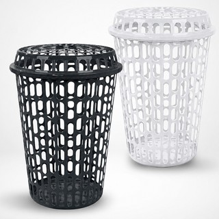 Cesto De Roupas Suja Telado 60 Litros Com Tampa Preto Ou Branco Organizador Alta capacidade Grande