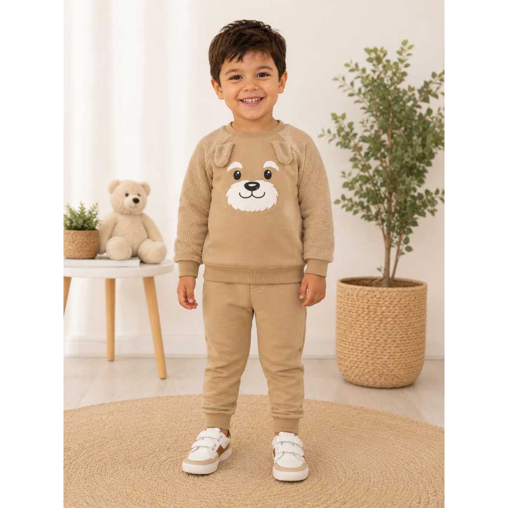 Conjunto Infantil Masculino Rei Rex Moletom Cachorrinho Orelha Pelúcia Menino Inverno Quentinho Tamanho 3
